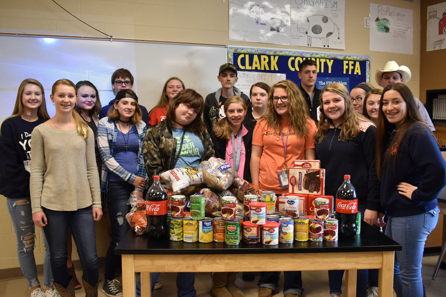 FFA members pose with items brought in so far. 