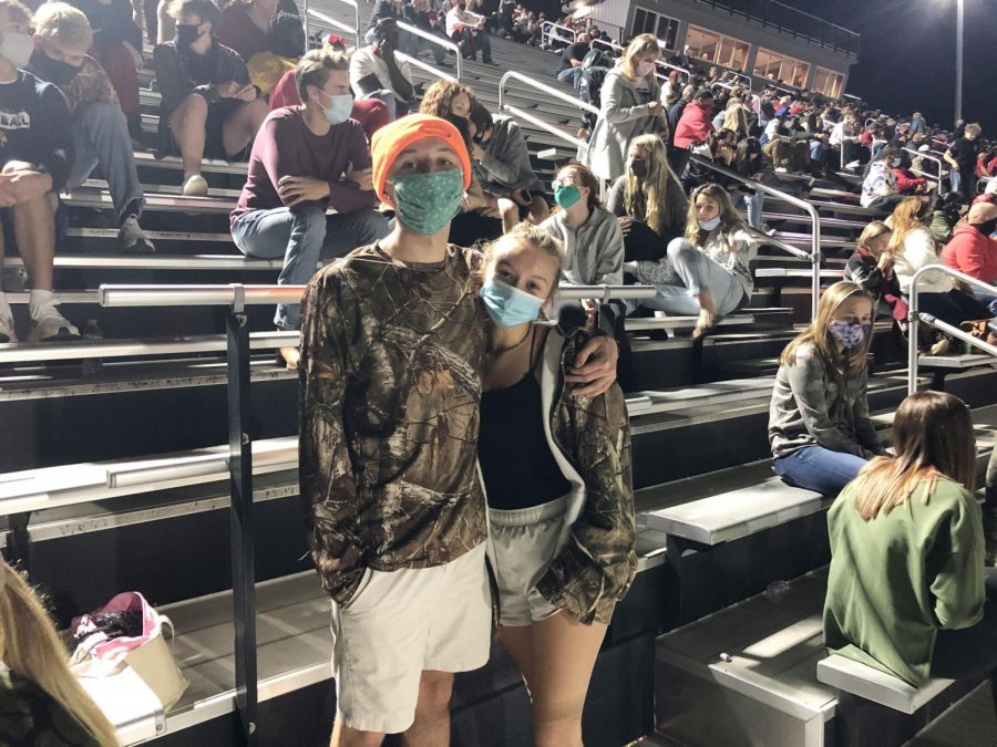 Student Section leaders Chase Goodpaster and Ella Lucas