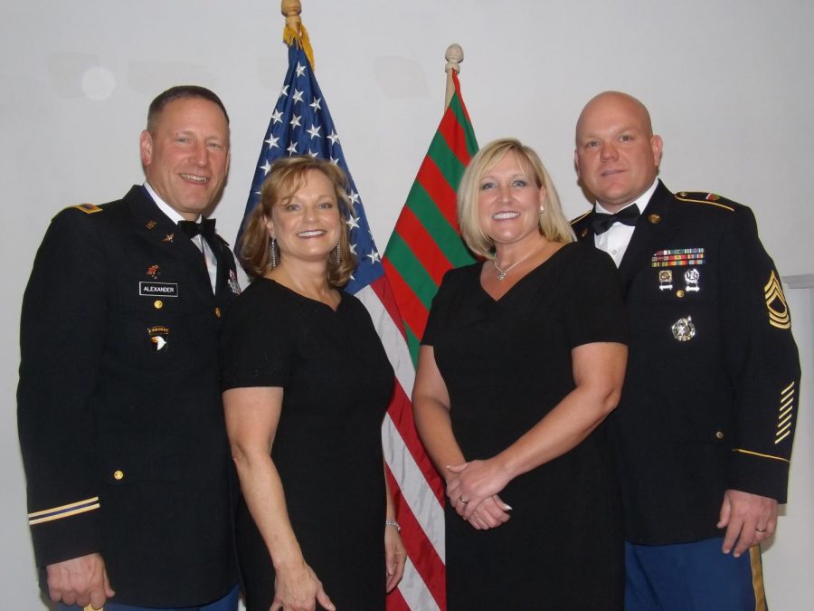 Colonel+David+Alexander%2C+left%2C+and+his+wife%2C+pose+with+MSG+Lee+and+his+wife+at+the+JROTC+Military+Ball