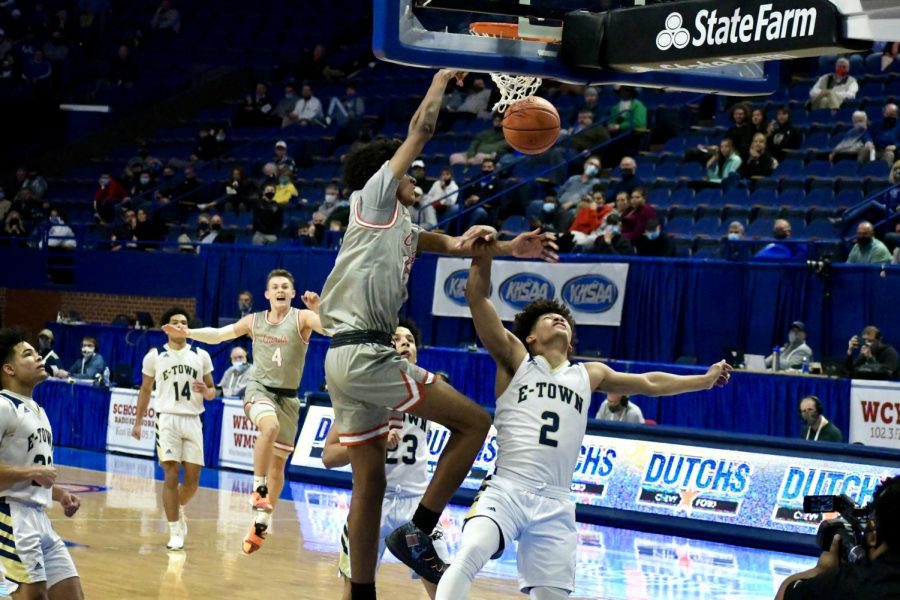 Trent Edwards goes up for the dunk in the Elite 8 at Rupp.