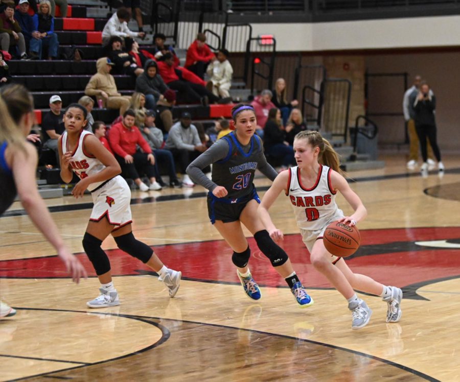 Eighth+grader+Kennedy+Stamper+is+in+her+second+year+as+a+starter+for+GRC+Hoops.