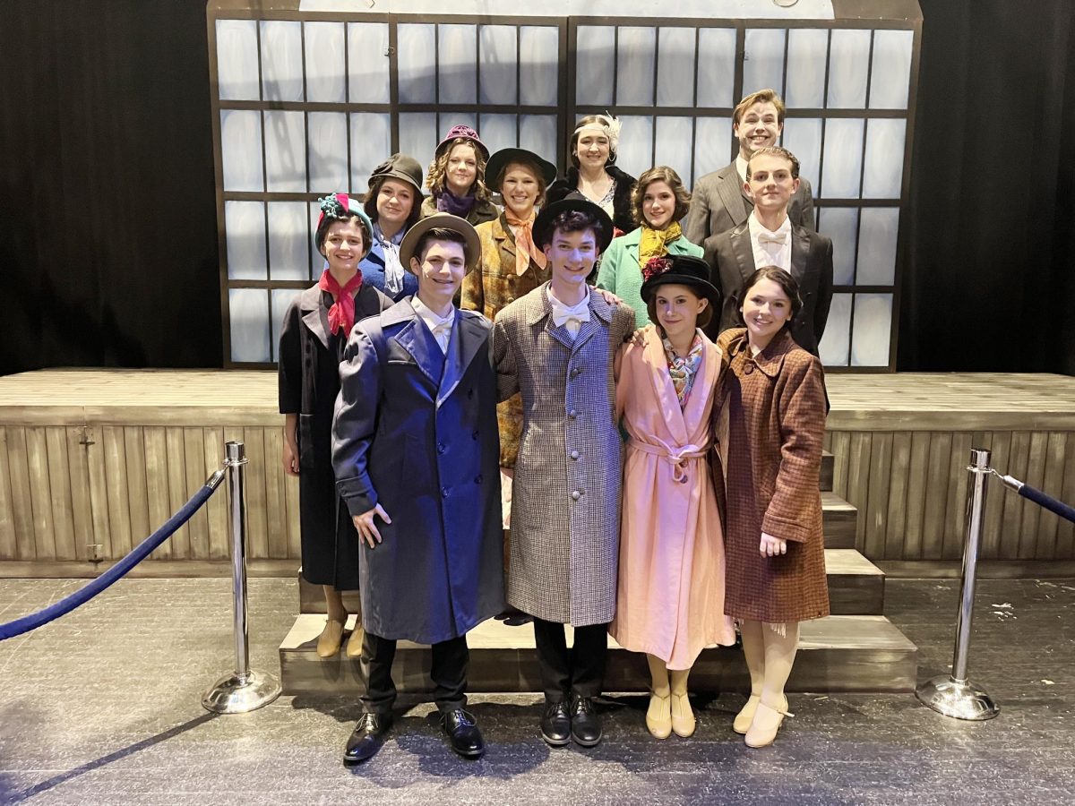 GRC students in the Leeds Theater production of Singing in the Rain:
Front: Silas Coogle, Zach Ross, Grace Owen, Charlee Wesley; back from left, Sylvie Coogle, Caroline Brookshire, Lauren McCraith, Raegan McCormick, Destiny Centers, McKinley Harper, Trent Conboy-Holden (back), and Josh Muse. 