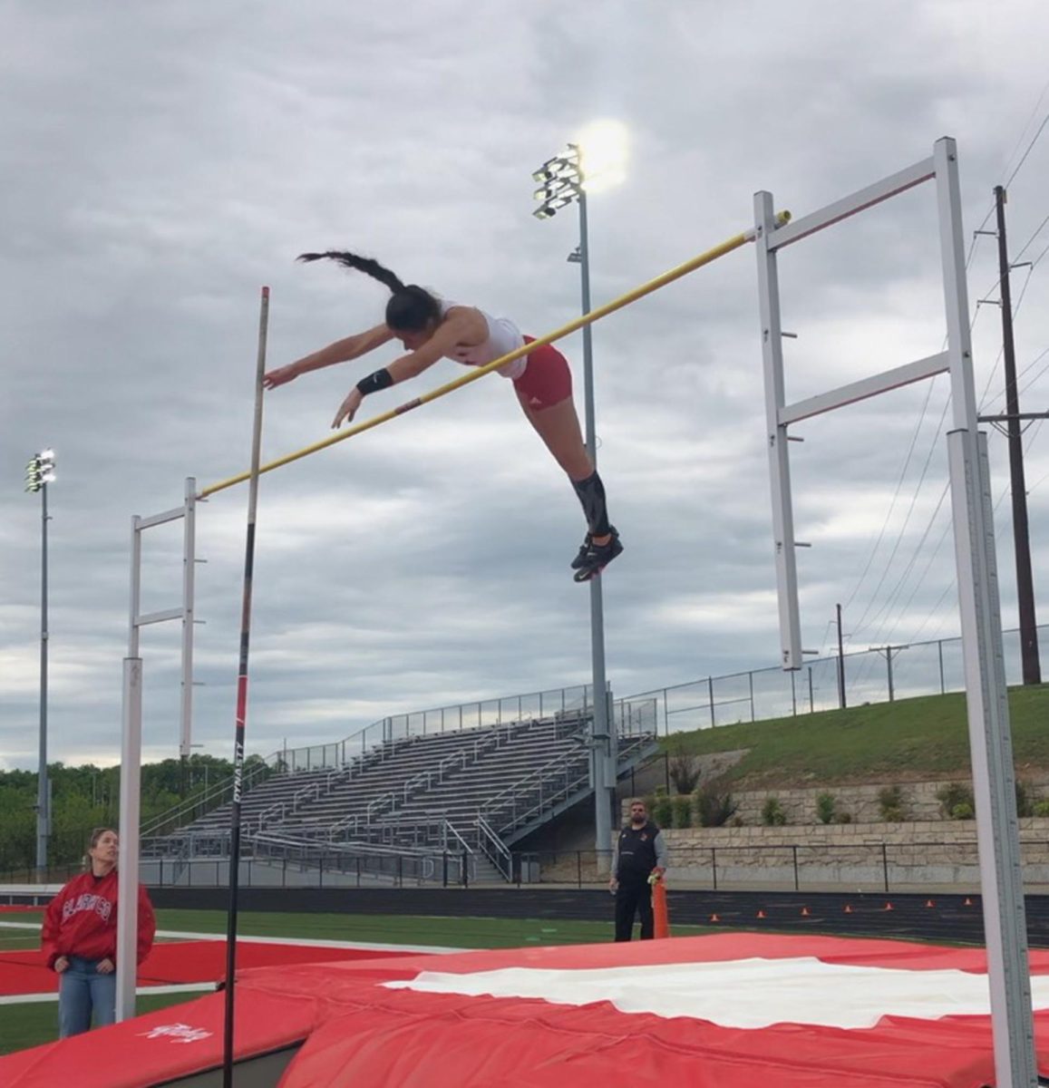 Sophomore+Bailey+Howard+has+broken+all+school+records+in+the+pole+vault+event.+She+will+compete+at+the+state+track+meet+on+June+1.
