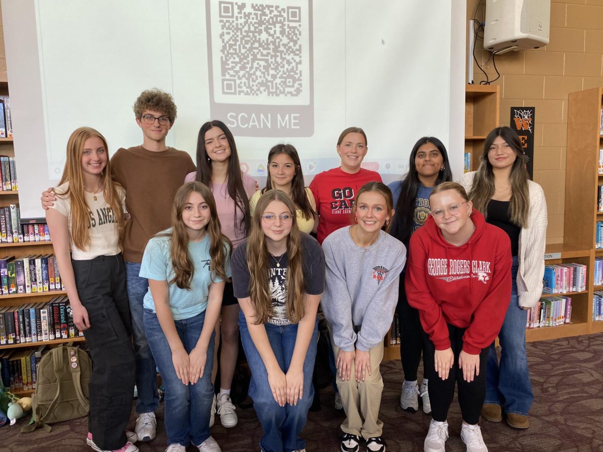 Front, Amber Goulet, Brenna Goulet, Ella Mattingly, Hannah Skaggs; back, Mallory Jones, Josh Muse, Genesis Smith, Chellbie Holloman, Mrs. Griffith, Priya Patel, Daniela Ambriz. Not pictured: Heidi Castle, Ella Howton, Steven Yang.