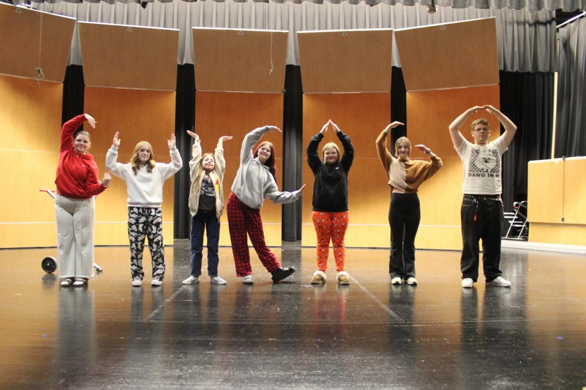 Chicago! Cohort students are excited to get started on this year's musical. From left, Lela Ashley, Natalie Dunaway, Katie Gazave, Emily Bennett, Ella Horton, Jillian Ison, and Trent Conboy-Holden.