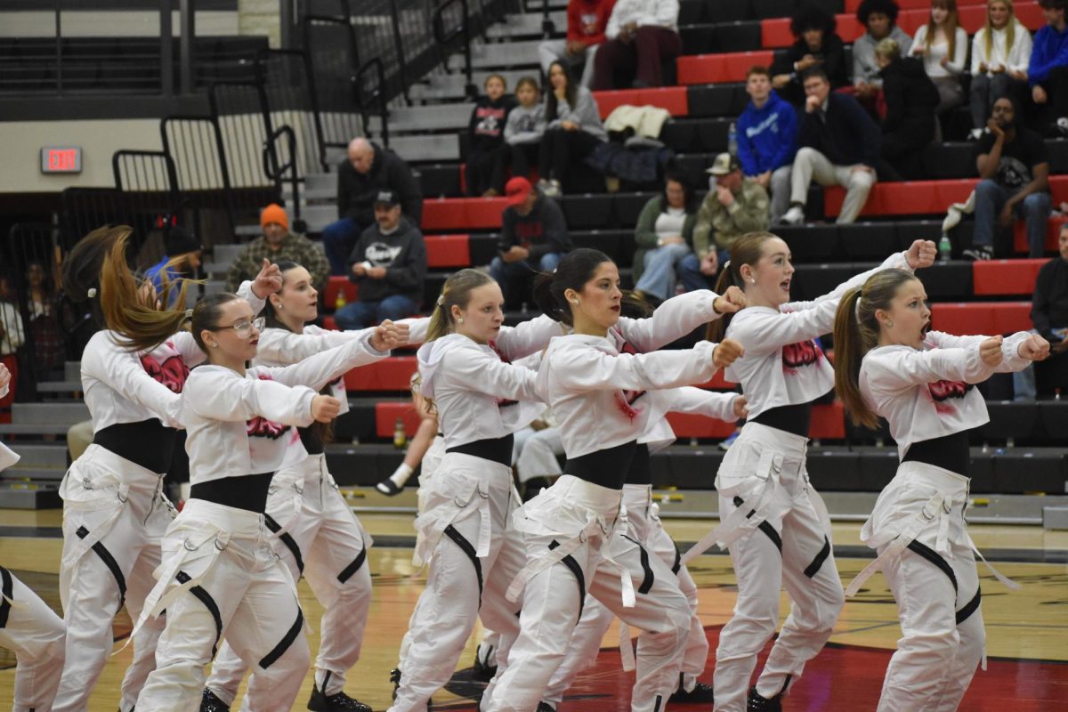 The Dance Team performs its state routine at halftime of the GRC Hoops game Dec. 12.