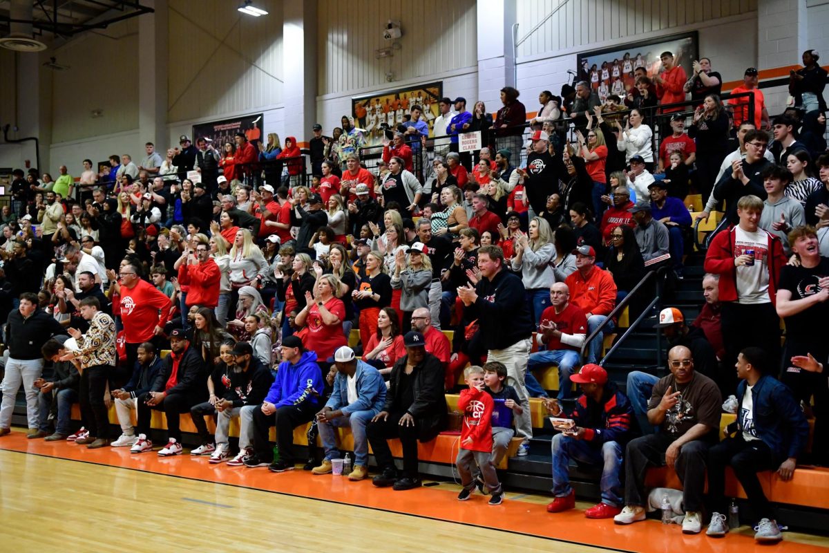 Cardinal fans fill the stands during the District Tournament.