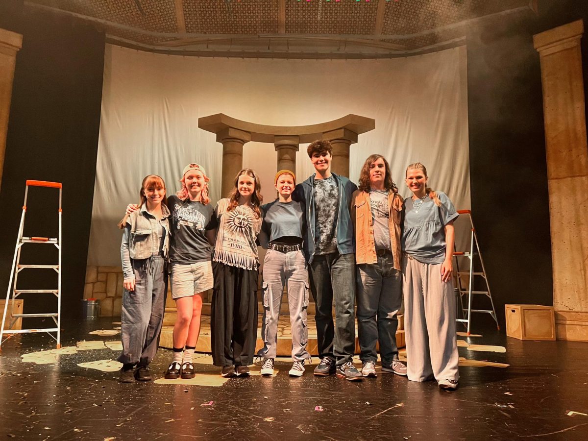 GRC students who are performers or crew members for the Leeds Center for the Arts production of "The Lightning Thief: The Percy Jackson Musical" are, from left, Addison Taylor, Allistar Stamper, Lauren McCraith, Sylvie Coogle, Wyatt Jackson, Caleb Rollins, and Raegan McCormick.