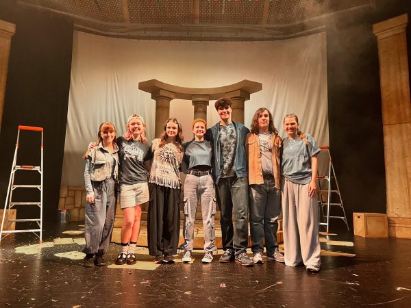 GRC students who are performers or crew members for the Leeds Center for the Arts production of "The Lightning Thief: The Percy Jackson Musical" are, from left, Addison Taylor, Allistar Stamper, Lauren McCraith, Sylvie Coogle, Wyatt Jackson, Caleb Rollins, and Raegan McCormick.
